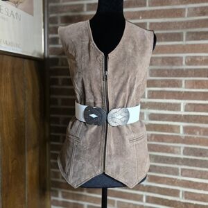 Jantzen Boho Western Suede Leather Zip Up Vest